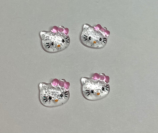 CLEAR GLITTER PINK HELLO KITTY CHARMS